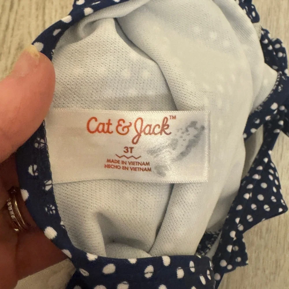 Cat & Jack Navy Polka Dot One Piece Swimsuit